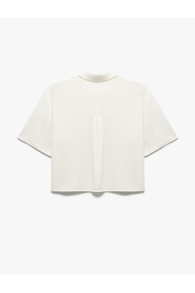 Koton Short Sleeve Embroidered Viscose Crop Shirt