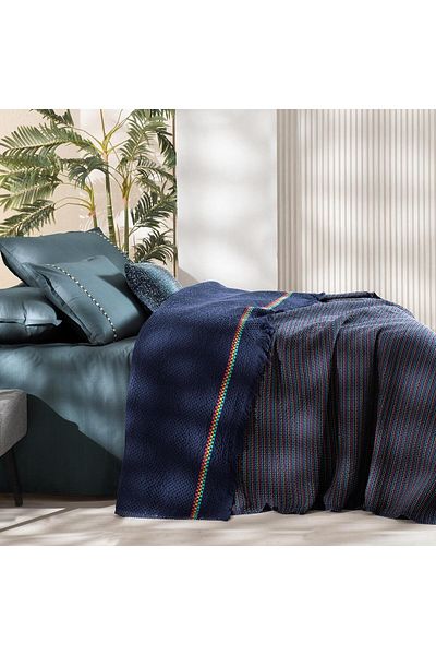 Sarev Fayette Navy Blue Double 100% Cotton Yarn Dyed Pique Set
