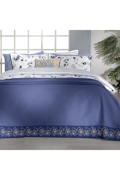 Sarev Eva Jadon Blue Double 100% Cotton Duvet Cover and Pike Set
