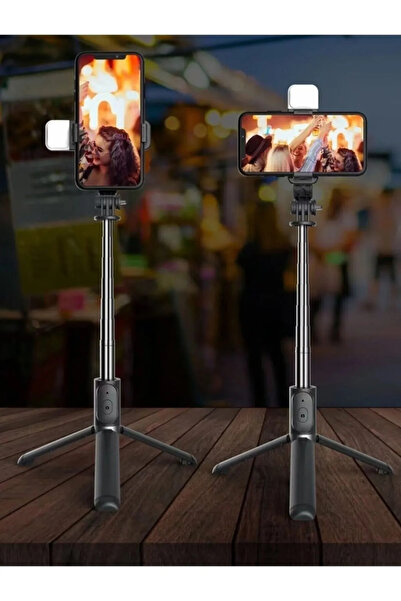 Everest Grup S03 Led Işıklı Tripod Bluetooth Kumandalı Üçü Birarada Selfie Çubuğu Monopod