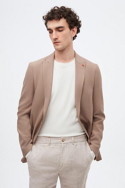 Twn Slim Fit Mink Dobby Flying Blazer Fabric Jacket
