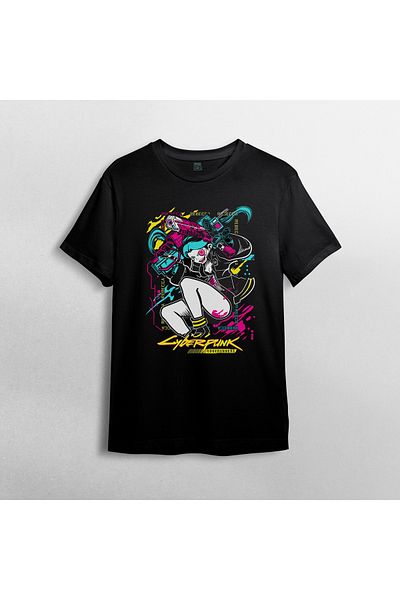 Pixxa Μπλουζάκι Cyberpunk Edgerunners Unisex 100% βαμβακερό με λαιμόκοψη μοντέλο 2