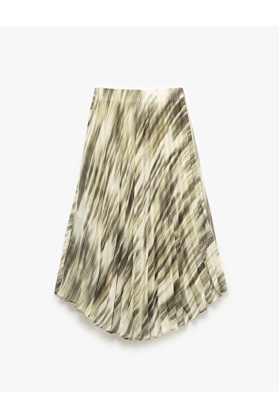 Koton Standard Waist Patterned Midi Length Flared Pleated Chiffon Skirt