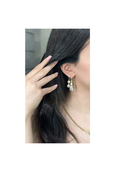 Opia JEWELRY - Baguette Stone Dangle Steel Earrings