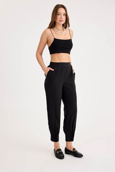 Vitrin Pleated Leg Elastic Waist Trousers