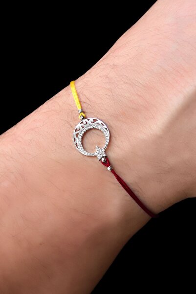 Papatya Silver 925 Ayar Gümüş Rodyum Kaplama Sarı Kırmızı, Taraftar Desenli A...