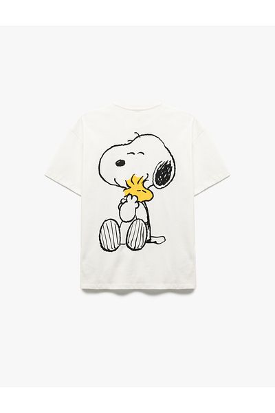 Koton Snoopy Licensed Cotton Crew Neck Back Printed Oversize T-Shirt