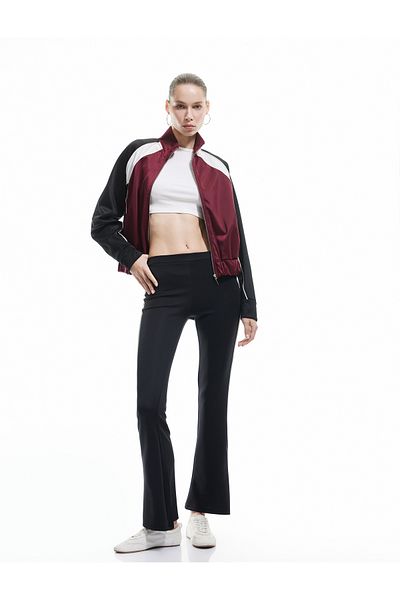 Koton Striped High Waist Flared Leggings Trousers