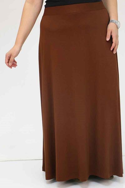 Eslina 45005 Large Size Sandy Basic Skirt - Brown