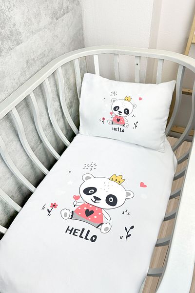 Messido 100% Cotton Satin Printed Patterned Mother's Side Crib Duvet Cover Set 60X100 cm - Msd-207