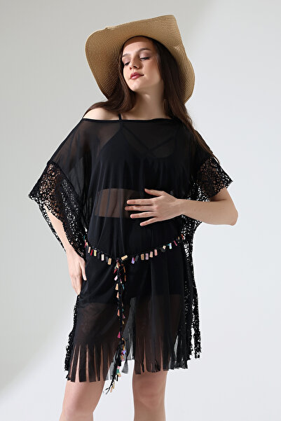 Esberin Lace Detailed Belted Tulle Pareo