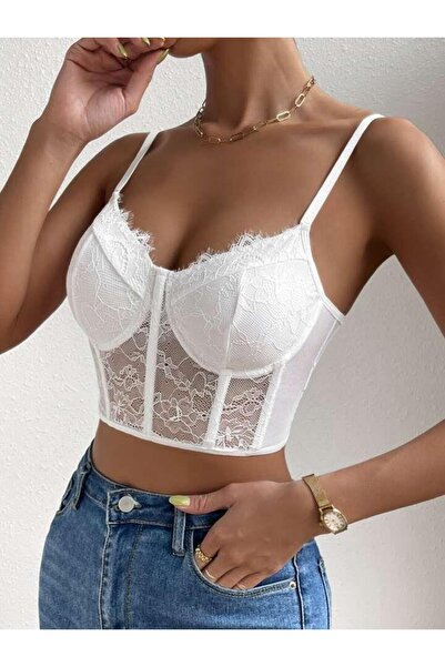 DEEP SECRET Corset crop bustieră detaliată din dantelă