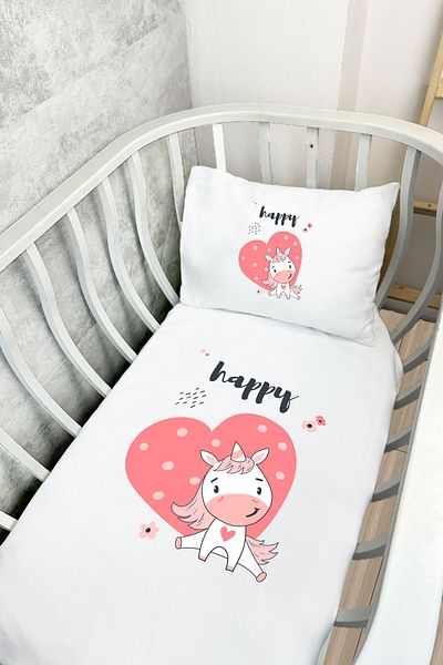 Messido Cotton Satin Printed Patterned Mother's Side Crib Duvet Cover Set 60X100 cm - Msd-208