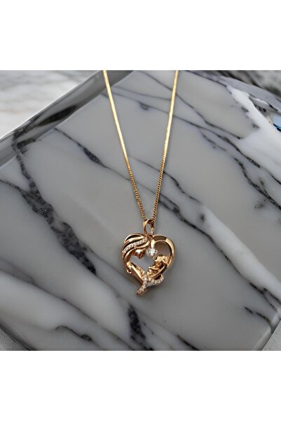 XUPİNGS JEWELRY قلادة قلب من حجر Xuping - لون ذهبي، تصميم أنيق ولامع