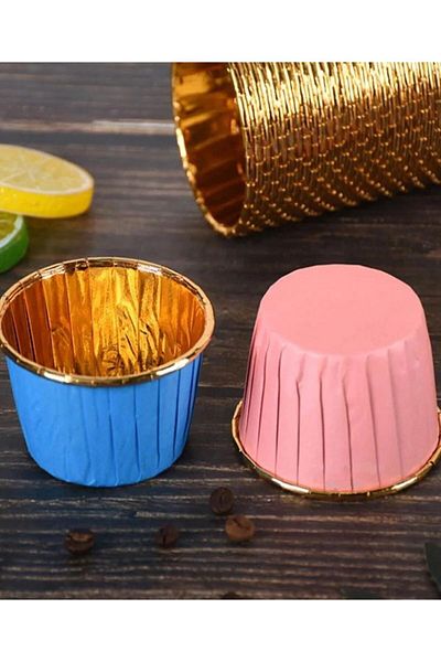 Ege Pastacılık Gender Reveal Party Pink-Blue Gold 50's Muffin Cupcake Cake Capsules That Can Enter the Oven 6,5X4Cm