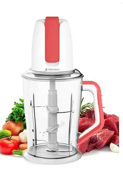 TOSCANA U 3-in-1 electric meat grinder, 400 watts, 2 liters capacity, with 3 cutting attachments