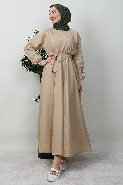 GİYZAMİLA Μπεζ φόρεμα Mevlana Tricot