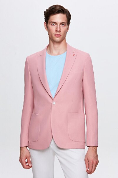 Twn Slim Fit Dusty Rose Dobby Flying Blazer Fabric Jacket