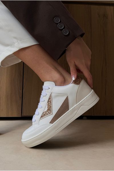 Mupa Shoes Pantofi sport de damă ALB BEJ PIRILTI