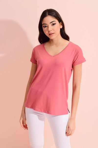 TENA Tricou largi, trandafir, cu decolteu în V, pentru femei