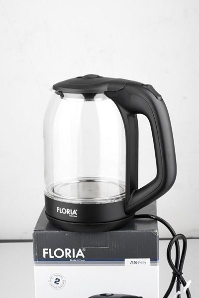 Floria Cana fierbator din sticla FLORIA ZLN-3505, Leduri iluminare apa, Putere 1500 W, Capacitate 1.8L