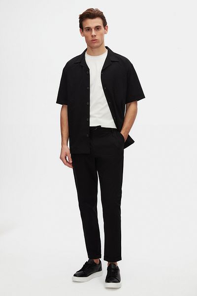 Twn Relaxed Fit Black Thin and Light Rpt Jogger Pants