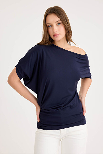 Vitrin Блуза от модал с къс ръкав и деколте тип „лодка“
