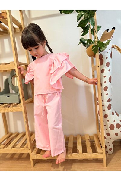 Little Pumpkin Devojčina roza haljina za Eid Set gornjeg i donjeg dela (širok...