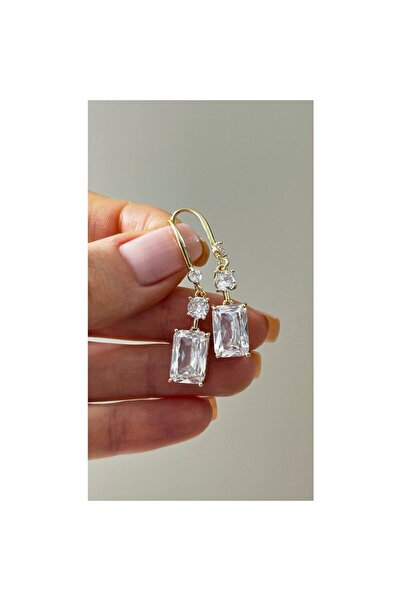 Opia JEWELRY - Baguette Stone Dangle Steel Earrings