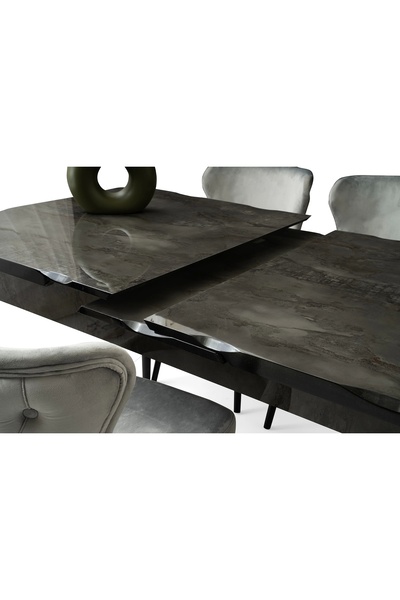 Evistro Ortadan Açılır Büyüyen 70x120cm Cappicino Ahşap Salon Yemek Masa Sandalye Takımı 4 Suna Sandalyeli