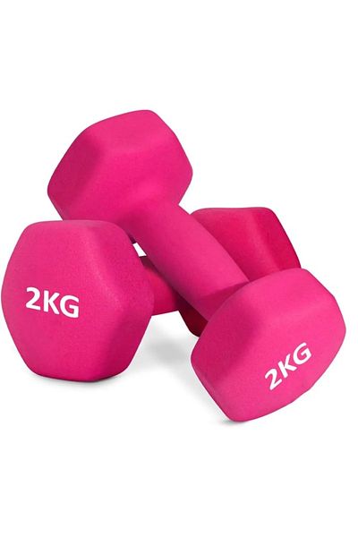 Fitness World Weightlifting dumbbell made of vinyl, 2 kg, consisting of two pieces Pink