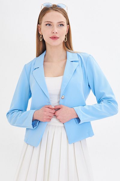 armonika Jachetă de damă Baby Blue cu un singur nasture ARM-22Y 001237