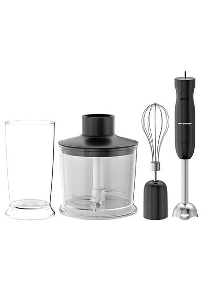 Hausberg Blender 3 in 1 HB-7701NG, 500W, 2 viteze, ABS, lame inox, pahar 700ml, tocator 500ml, Negru