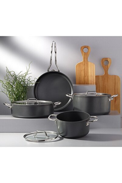 Bonera 7 Piece Titanium Atlas Pot and Pan Set - Gray