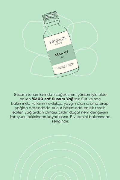 Polente Natural Susam Yağı - Soğuk Sıkım (50 ml)