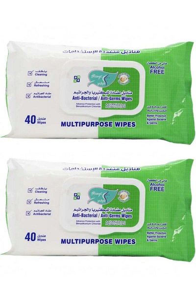 Alarays 2 pieces of antibacterial and anti-germ wipes, 40 wipes