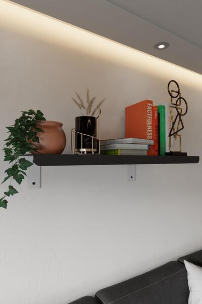 risingmaber Siyah Metal Duvara Monte Duvar Rafı, Uçan Duvar Rafı ve Kitaplık Rafı (2 adet) MT118S