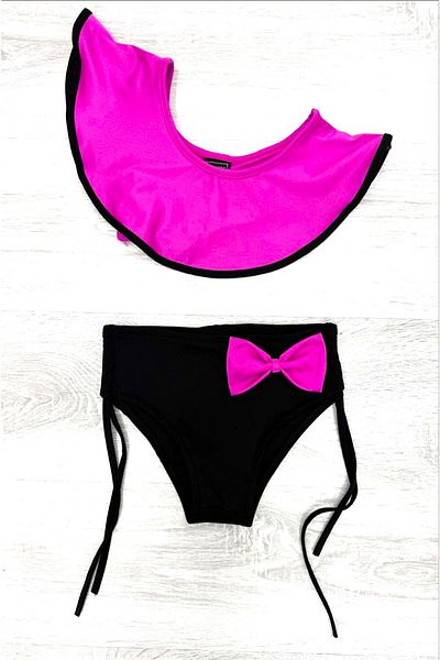 DeKuBaby New Season 2 Pieces, Valonlu, One Shoulder, Bow Tie-Up Very Stylish and Cool Girl's Bikini Set