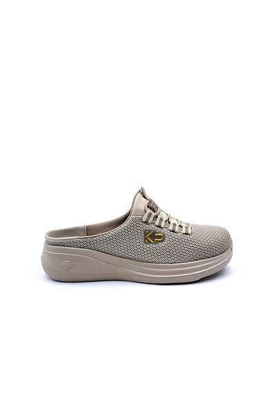 KİNG PAOLO Memory Foam Filling Sole Closed Toe Women's Beige Sports Sabo Slippers