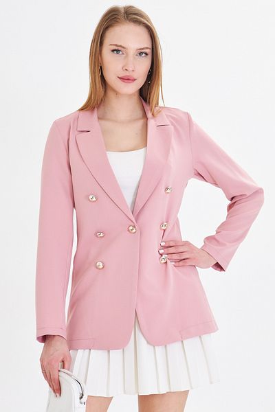armonika Γυναικείο μπουφάν με κουμπιά σε πούδρα ARM-20K 001151