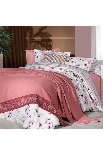 Sarev Eva Jadon Pink Single 100% Cotton Duvet Cover and Pike Set