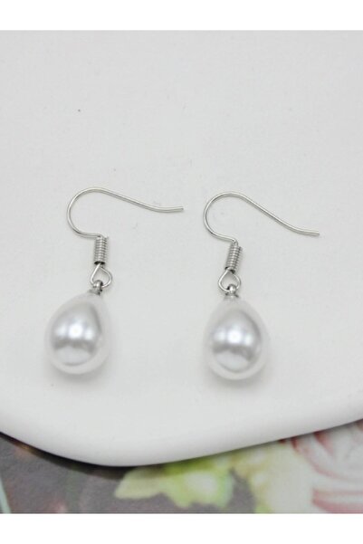 bymissmücevherat 925 Ayar Gümüş Damla Inci Küpe - Sallantılı Kanca Model