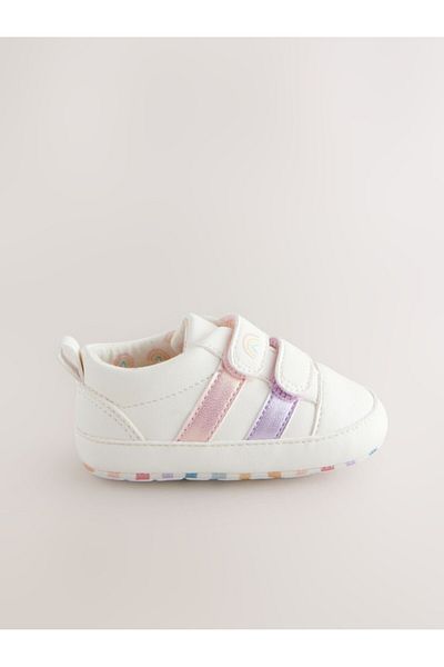 Next Baby White Rainbow Patterned Soft Sole Baby Sneakers