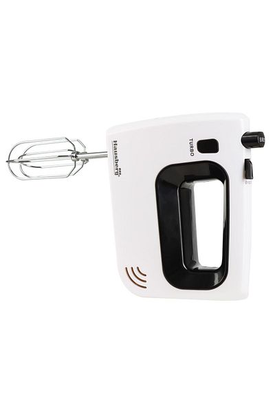 Hausberg Μίξερ χειρός HB-4120NG, 300W, 5 ταχύτητες, Λειτουργία Turbo, Μεταλλικά χτυπητήρια και γάντζοι, Μαύρο/Λευκό