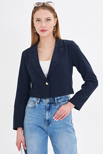 armonika Жіноча темно-синя куртка на одному ґудзику ARM-23Y001064