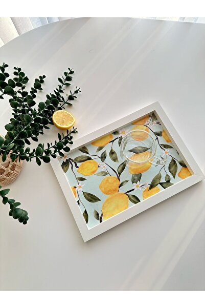 DEKORMED DECORATIVE LEMON PATTERNED TRAY/BOARD/ORGANIZER