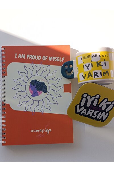 Spiralli Çizgisiz Defter-seramik Kupa-bardak Altlığı/kendine Ilham Ol Motivasyon Seti