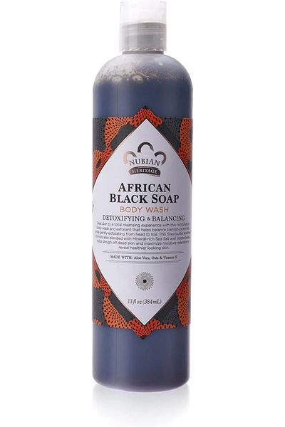 Nubian Heritage African Black Soap Body Wash for Unisex, 13 oz