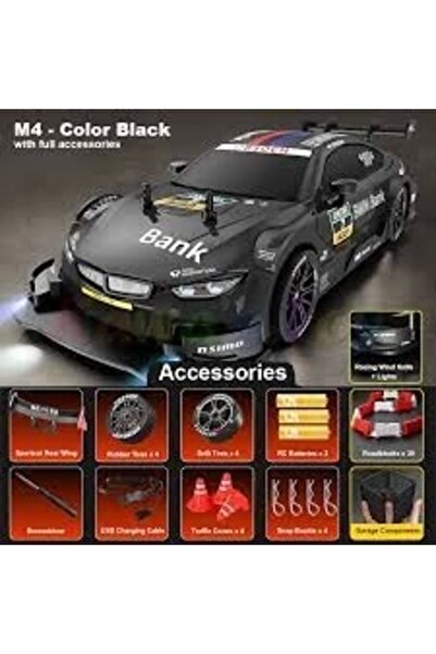 Generic 1:16 Hızlı Drift Şarjlı BMW M4 GT3 Spor Araba 4x4 RC Uzaktan kumandalı Yarış Aracı 40 Km/s Hızında H