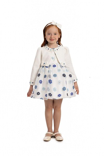 Pamina Baby Girl Bolero and Hair Accessory Dress 6-24 Months Blue